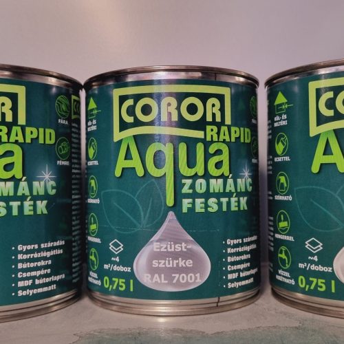 COROR RAPID AQUA zománcfesték 0,75liter EZÜSTSZÜRKE, RAL 7001