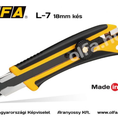 OLFA 18mm-es kés, standard, csavaros pengerögzítés L-7