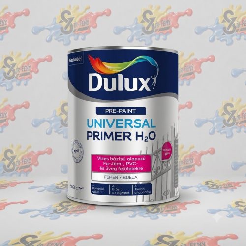 DULUX universal primer H2O, vizes bázisú alapozó fa-, fém-, PVC-, üvegre, 0,75 liter fehér