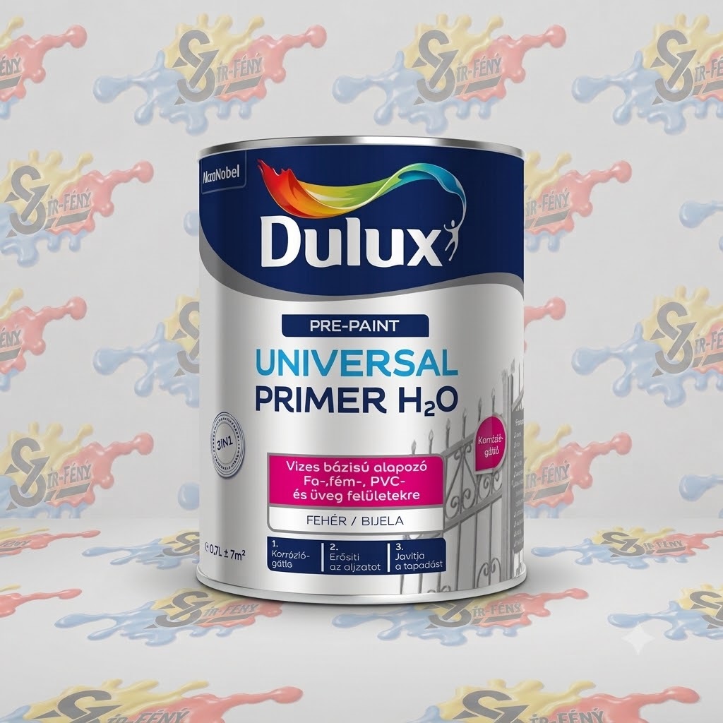 DULUX universal primer H2O, vizes bázisú alapozó fa-, fém-, PVC-, üvegre, 0,75 liter fehér